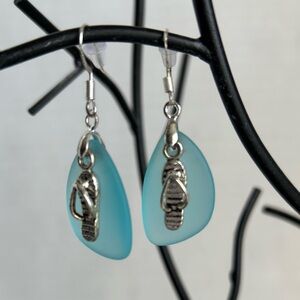 Handmade Sea Glass and Flip Flop Earrings